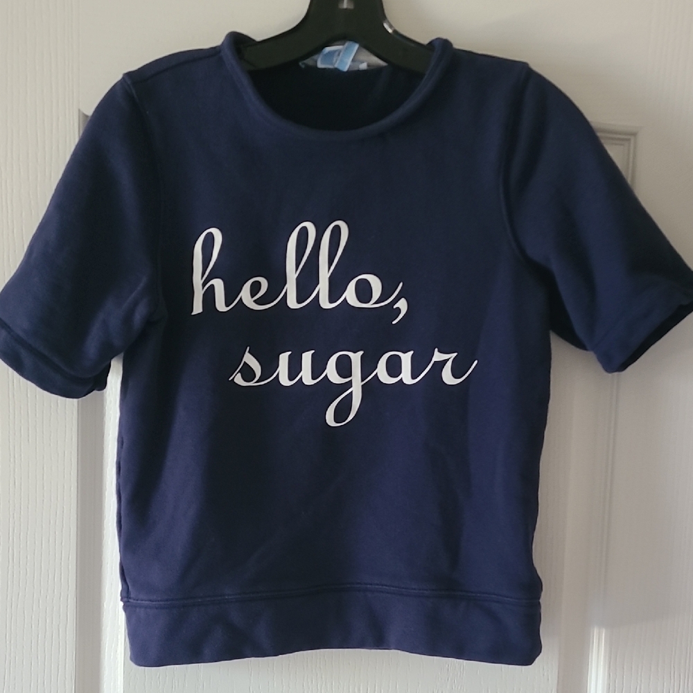 Draper James Sweatshir *Hello Sugar* Navy Blue Pullover Woman Sz XS